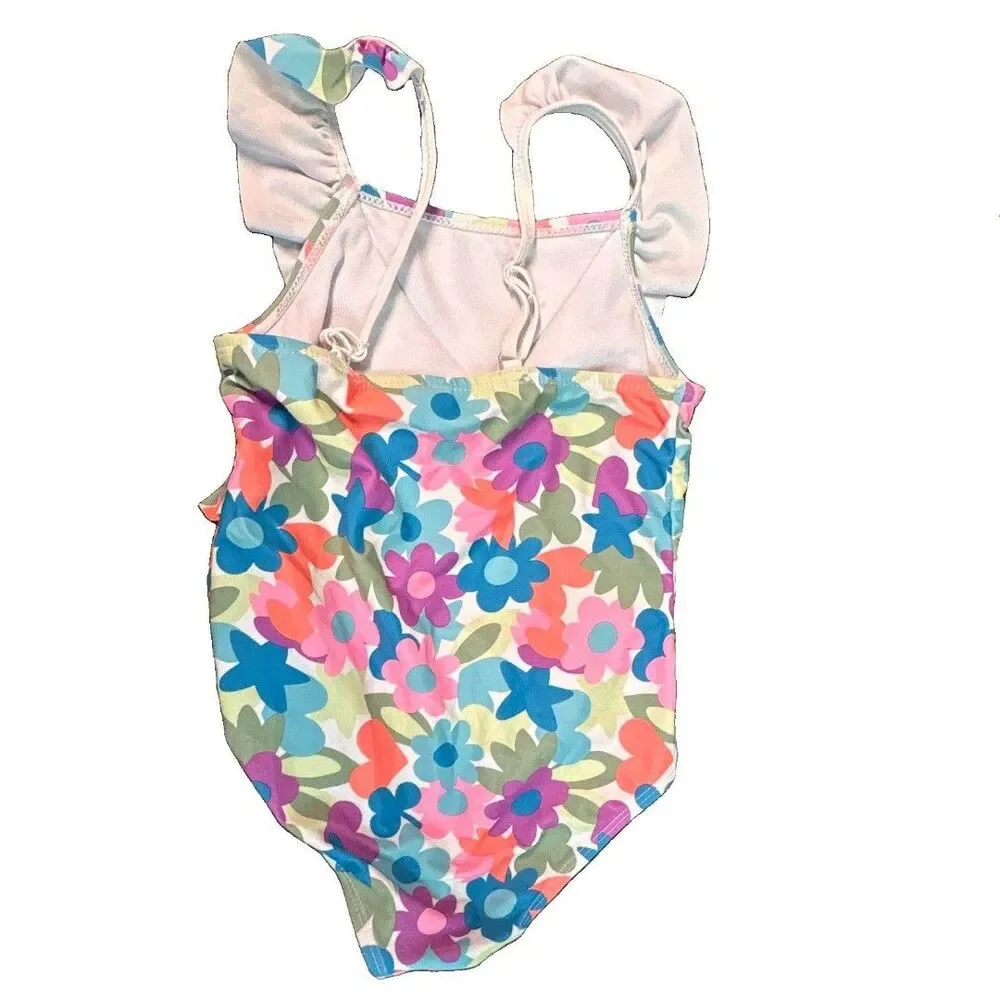 Nicole Miller New York Girls Size 6 Floral One-Piece Swim Skirt Swimsuit Lined